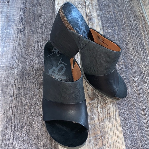 OTBT Shoes - OTBT Hostel Cork Heeled Slide Black Leather (9.5)